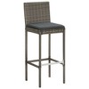 vidaXL 3-Piece Patio Bar Set - Gray PE Rattan Bar Stools, Solid Acacia Wood Table, Removable Cushions for Garden & Outdoor Use - 4 of 4