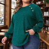 Women's Plus Size Ribbed Knit Button Decoration Crew Neck Long Sleeve Casual Tunic Blouses - Agnes Orinda - 2 of 4