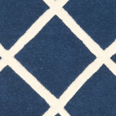 Dark Blue-Ivory Handmade Wool 6' x 9' Tufted Rug