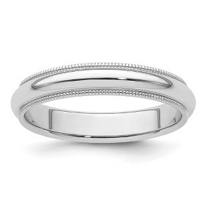 Black Bow Jewelry 4mm to 6mm Platinum Milgrain Edge Domed Comfort Fit Band - 1 of 4