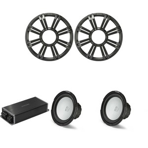 Kicker Marine KPX500.1 Powersports Amp & (2) 10" Free Air 4 Ohm ( Charcoal Grill ) Subwoofer Audio Upgrade - 1 of 4