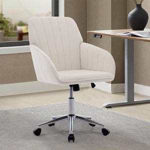 Grungis Velvet Swivel Office Chair with Wheels,Modern Gaming Chair with Adjustable Height and Silver Base,Computer Chair for Office - 1 of 4