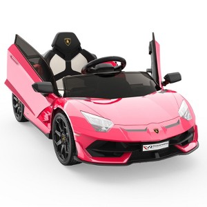 12V Licensed Lamborghini Kids Ride On Car, Battery Sports Car w/Remote, 2 Speeds, Sound, LED Headlights&Hydraulic Doors - 1 of 4