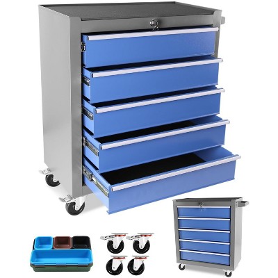 5 Drawer Rolling Tool Chest, Lockable Utility Tool Box on Wheels, Mobile Tool Chest Cabinet for Garage Warehouse Workshop Repair Shop