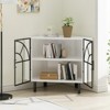 Corner Cabinet 37.40 inch Corner Table Sideboard Cabinet with 2 Doors and 2-Tier Shelves Free-Standing Metal Frame Storage Shelf Organizer White - 2 of 4