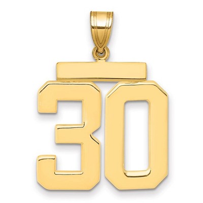 Black Bow Jewelry 14k Yellow Gold, Athletic Collection, Large Polished Number 30 Pendant