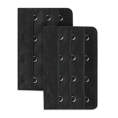 Allegra K Women's Elastic Bra Hook Extenders 2 Hooks 3 Rows 2-Piece Black