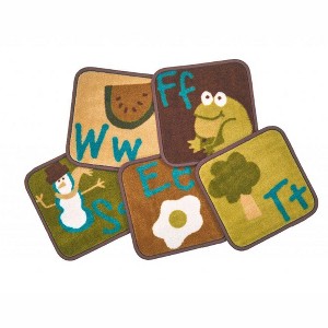 Carpets for Kids KIDsValue PLUS Blocks Seating Learning Rug 12"X12" Squares Kit, Nature Colors, Set of 26 - 1 of 4