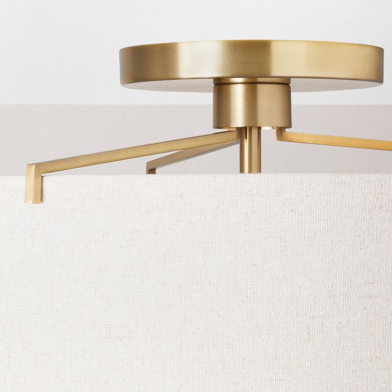 Fabric Shade Semi-Flush Mount Ceiling Light Brass/Oatmeal - Hearth &#38; Hand&#8482; with Magnolia, 5 of 9