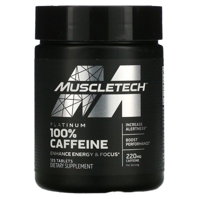 Muscletech Platinum 100% Caffeine, 220 mg, 125 Tablets, Sports Nutrition Supplements
