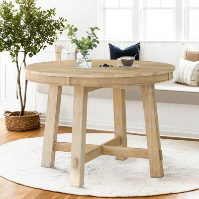 NicBex Farmhouse Round Extendable Dining Table with 16" Leaf,Kitchen Table for 4 to 6