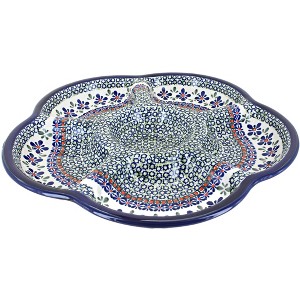 Blue Rose Polish Pottery 1956 Zaklady Chip &Dip Tray - 1 of 1