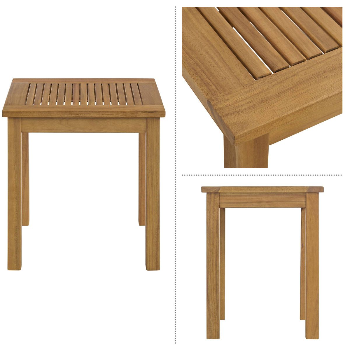 Alaterre Furniture 3pc Okemo Outdoor Patio Acacia Wood Bistro Set - thumbnail 6