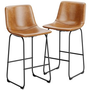 Gikpal Barstools, Counter Height Bar Stools with Back, Modern PU Leather Armless Chairs with Footrest and Metal Legs, for Kitchen Living Room Pub - 1 of 4