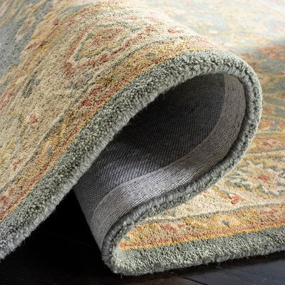 Handmade Blue Wool Tufted Round Area Rug, 6' x 6'