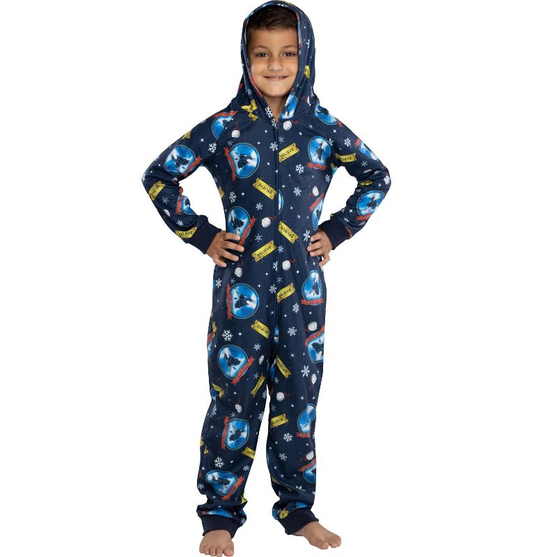 Polar Express Big Kids Believe Hooded One-Piece Footless Sleeper Union Suit, 2 of 6