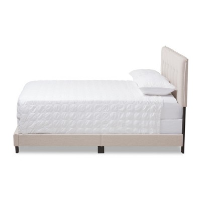 Audrey Light Beige Upholstered Queen Bed with Tufted Headboard and Drawer