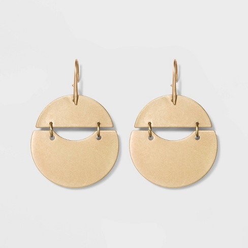 Worn Gold Hoop Post And Hinge Earrings - Universal Thread™ Gold : Target