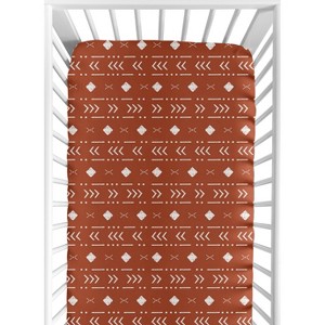 Sweet Jojo Designs Boy or Girl Gender Neutral Unisex Baby Fitted Crib Sheet Boho Rust Orange and White - 1 of 4