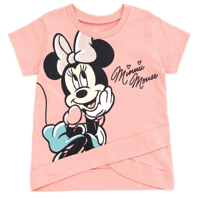 Disney Minnie Mouse Girls Peplum T-Shirt and Leggings Outfit Set Toddler to Little Kid, 3 of 8