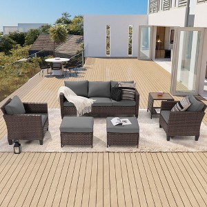 Sonkuki 6-Piece Patio Conversation Set with Side Table - 1 of 4