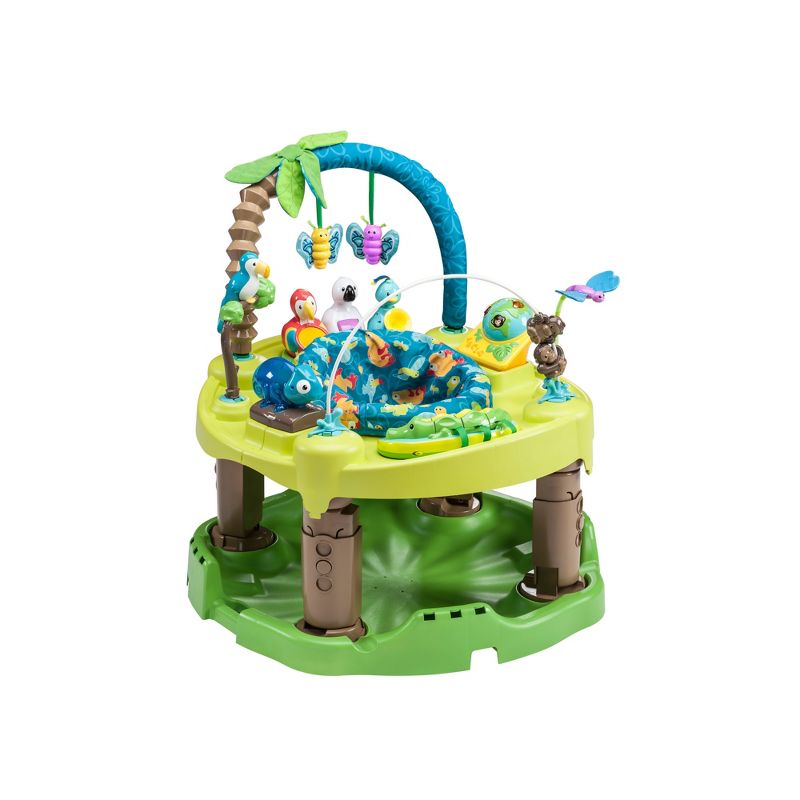 Evenflo ExerSaucer Triple Fun Saucer Life In The Jungle Baby Bouncer Seat Walker Play Activity Center, Green, 1 of 6