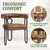 Racxily Household Mid-Century Modern PU Fabric Upholstered Barrel Dining Chairs Set of 2 for Kitchen & Living Room, Light Brown - 4 of 4