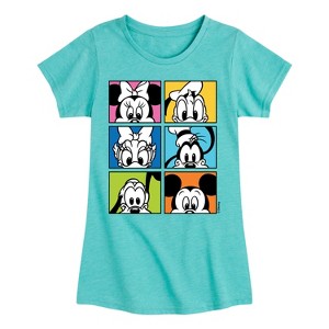 Girls' - Disney - Mickey Friends Grid Fitted Short Sleeve Graphic T-Shirt - 1 of 4