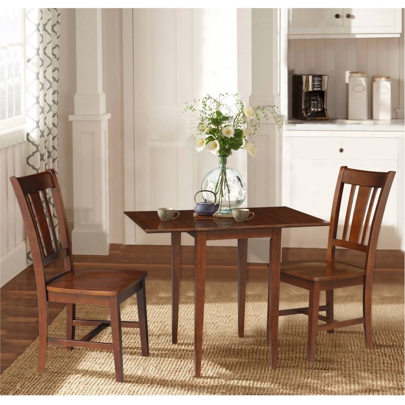 Small Dual Drop Leaf Dining Table with 2 San Remo Splat Back Chairs Espresso - International Concepts, 3 of 8
