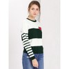 Allegra K Women's Knitted Top Drop Shoulder Crewneck Striped Color Block Pullover Sweater - 4 of 4