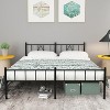 79.5"L x 75.6"W x 14"H Metal Platform King Bed Frame with Iron Art Headboard & Footboard Underbed Storage No Box Spring Needed 800lbs Capacity - 2 of 4