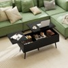 Tangkula Lift Top Coffee Table w/ Split Top & 2 Hidden Compartments Tapered Metal Legs - 2 of 4