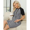 Womens Casual Long Sleeve Maternity Dress Pocket Knee Length Breastfeeding Nursing Hooded Pregnancy Dress - 4 of 4