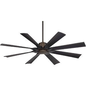 60" Possini Euro Design Defender Modern Industrial Indoor Outdoor Ceiling Fan Remote Control Oil Rubbed Bronze Damp Rated Patio - 1 of 4