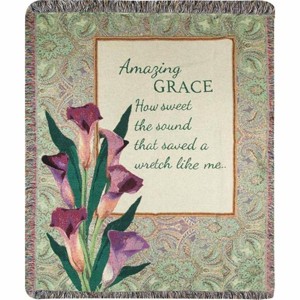 Manual Woodworkers and Weavers Amazing Grace How Sweet the Sound Tapestry Throw Blanket 50"x60", Cotton, Christian Hymn Decor - 1 of 3