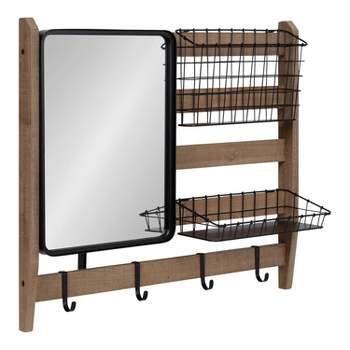 28"x8"x24" Tanner Wall Organizer with Mirror and Hooks - Kate & Laurel All Things Decor