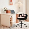 Vanity Chair with Wheels,Cute Cat Paw Office Chair with Back,360¡ãRotating Height Adjustable Armless Chair in Vibrant Color-Blocking,Small Desk Chair - 3 of 4