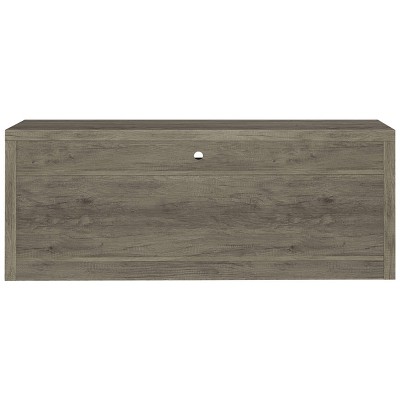 Modern Driftwood Gray TV Console with 2 Drawers and Open Shelving