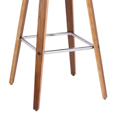 26" Walnut and Gray Faux Leather Swivel Counter Stool