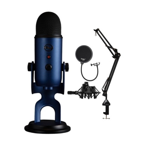 Blue Microphone Yeti USB Microphone (Blackout) Bundle with Shock Mount,  Desktop Boom Arm Microphone Stand, Pop Filter for Use with Recording