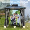 8 ft. x 8 ft. Hardtop Outdoor Gazebo, Polycarbonate Double Roof BBQ Gazebo with Aluminum Frame, Storage Hooks, Curtains - 4 of 4