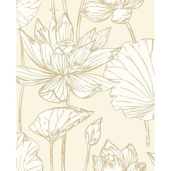 NextWall Lotus Floral Peel and Stick Wallpaper Cream