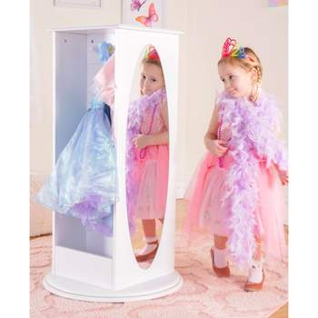 Guidecraft Kids' Rotating Dress Up Storage Center: Clothing Rack, Playroom and Bedroom Closet Organizer with Mirrors and Shelves