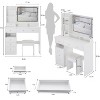 41 inch drawer table dresser + padded stool, touch control, brightness adjustment LED mirror - 3 of 4