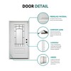 36 x 80 Smooth Fiberglass Entry Door with Brickmould,3/4 View Frosted Glass - Classic Style for Home's Front Entrance - 3 of 4