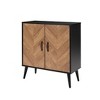 Homy Casa Black Storage Cabinet with Chevron Wood Door for Living Room or Entryway - 2 of 4