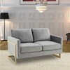 LeisureMod Lincoln Mid-Century Modern Upholstered Velvet Loveseat with Gold Frame - 2 of 4