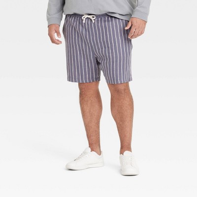 Men's Big & Tall 7" Elevated Linen Pull-On Shorts - Goodfellow & Co™ - Blue Stripe 3XL