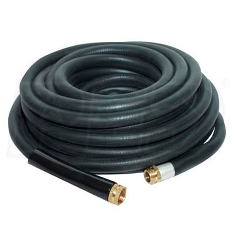 Apache 98108806 75 Foot Industrial Rubber Garden Water Hose with Heavy Duty MGHT x FGHT Brass Fittings and 1 Bend Restrictor, Black, 1 of 4