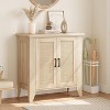 Rattan Buffet Cabinet with Doors and Shelves, Small Wooden Sideboard for Living Room, Dining Room or Kitchen - 2 of 4
